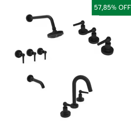Imagen de COMBO Grifería ESTALGRIF Haifa Lever Black Advance  lavatorio + bidet + ducha